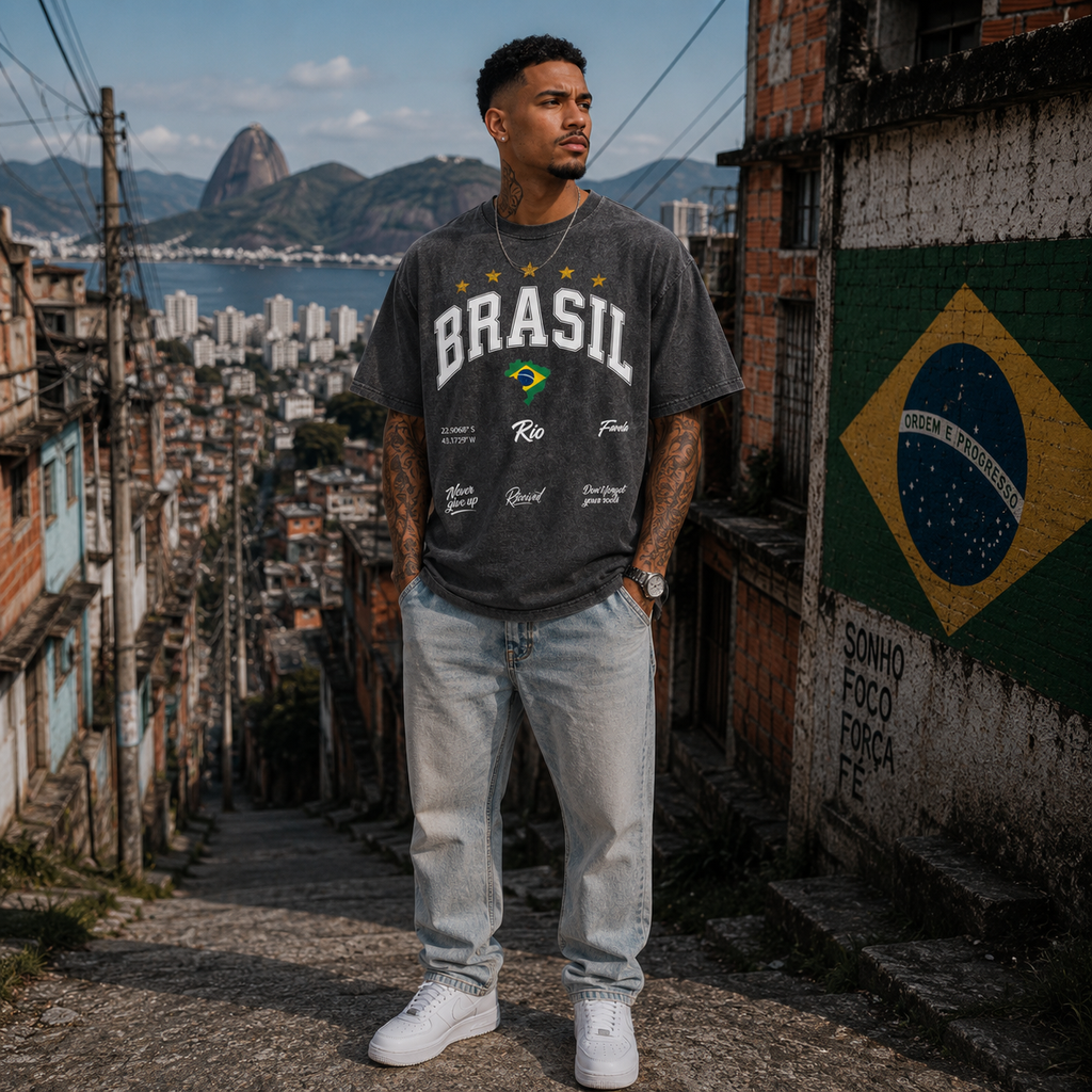 Favela Oversized Shirt – Brasil White Gold  edition