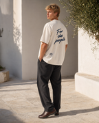 FOR THE PEOPLE Oversized T-Shirt Natural Raw — male model side view