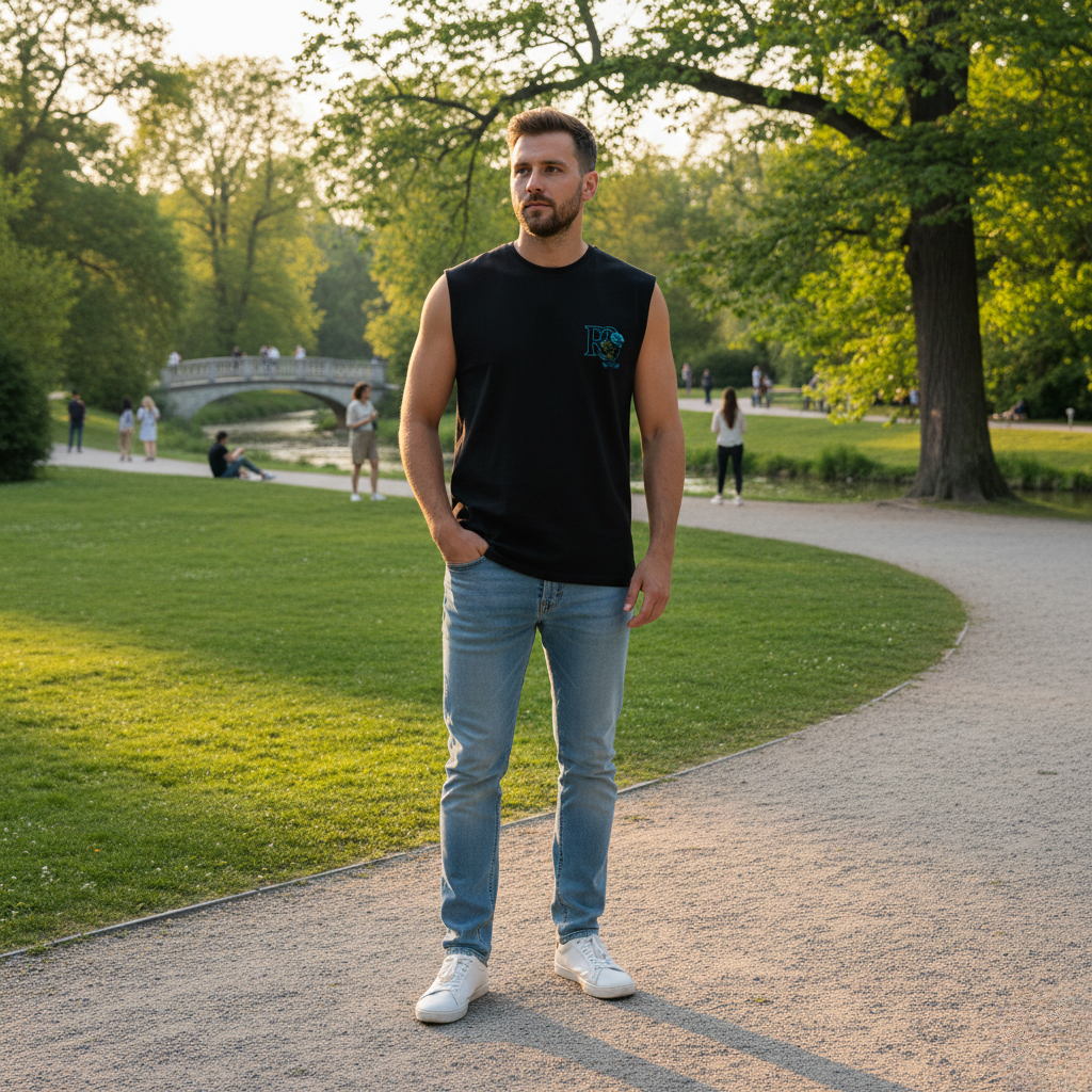 Schoonheid en de Roos – Hemelsblauwe Witte Sterrenstof Editie (Mouwloos Oversized T-shirt)