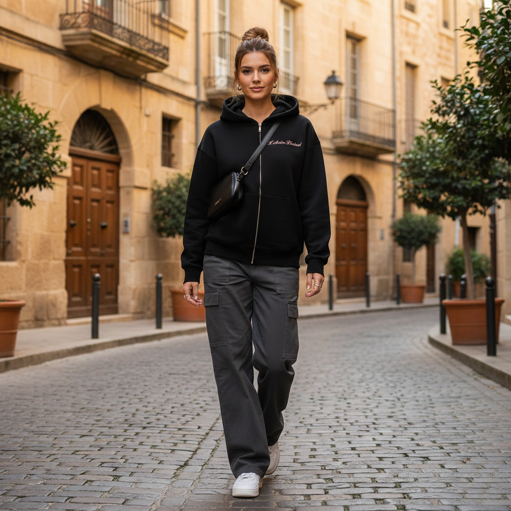 L’Atelier R3CEIVED Paris Oversized Zipper Hoodie Roségoud