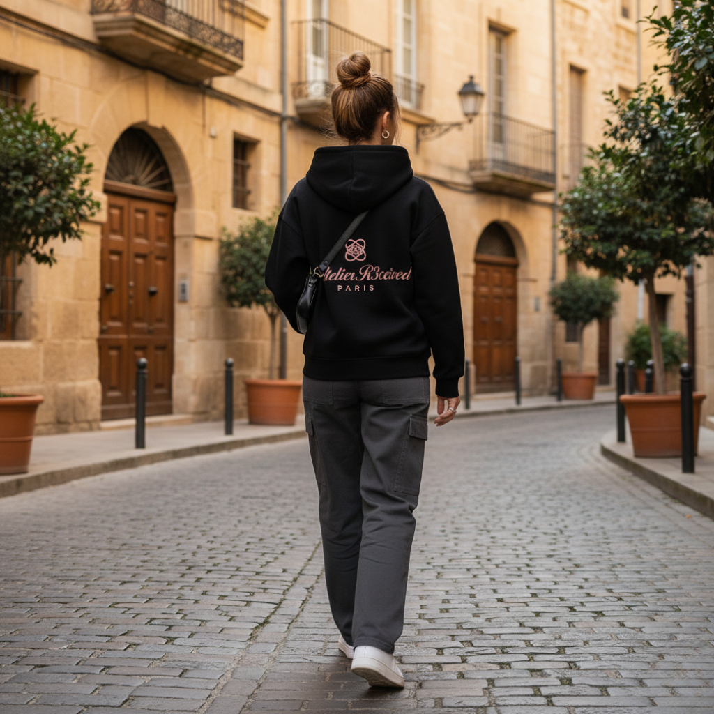 L’Atelier R3CEIVED Paris Oversized Zipper Hoodie Roségoud