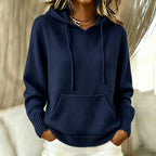Gebreide hoodie - marineblauw
