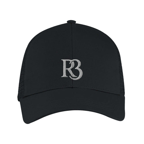 R3CEIVED black mesh cap with white logo