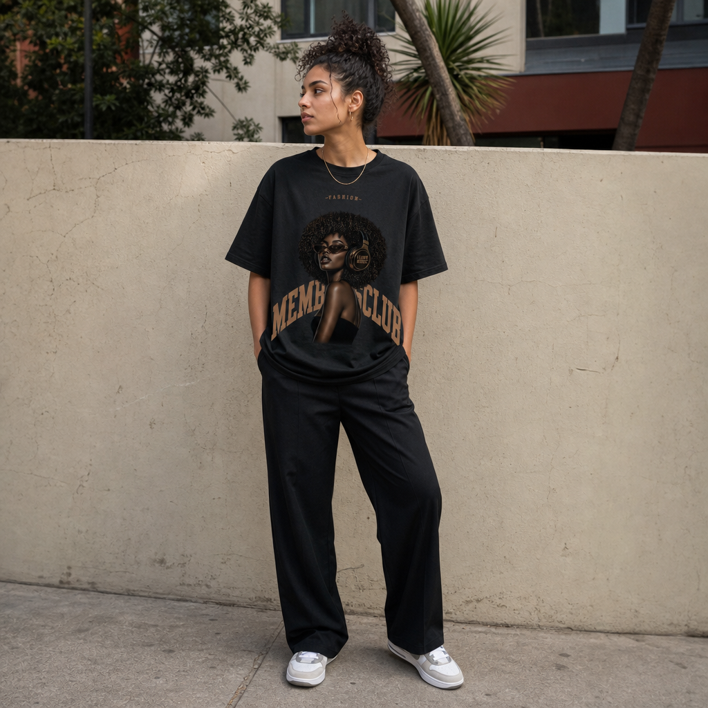 I Love Music Oversized Shirt Afro Girl