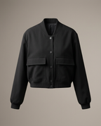 Brooklyn Cropped Bomber Jacket in Black