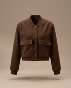 Brooklyn Cropped Bomber Jacket in Dark Brown