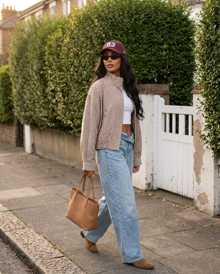 Carreau Jacket in Mocha with burgundy R3 cap