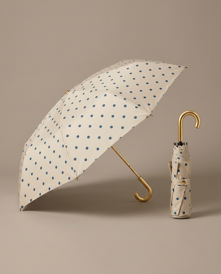 R3ceived Polka Dot Gold Umbrella Beige