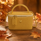Gevlochten boxtas geel - losse productfoto, herfst sfeer