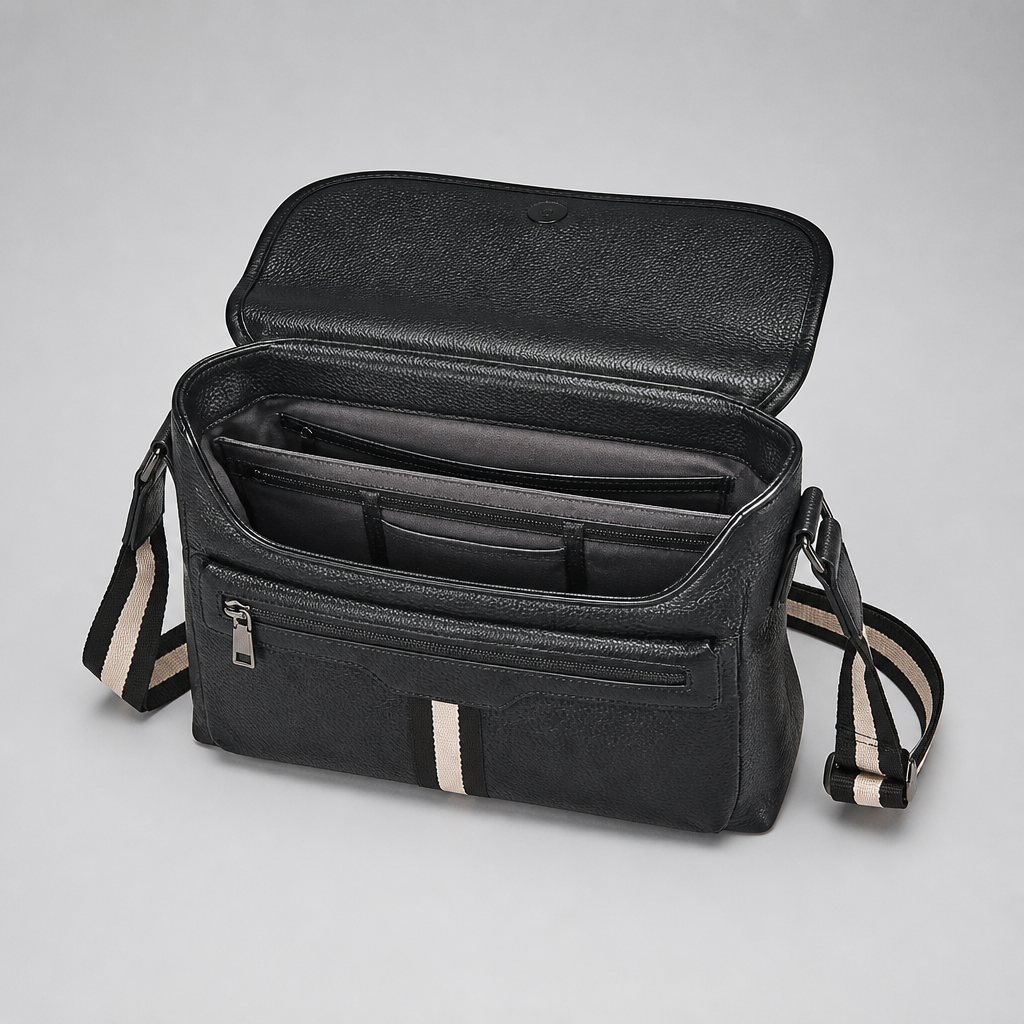 R3CEIVED Full-Grain Leather Messenger Bag - interior