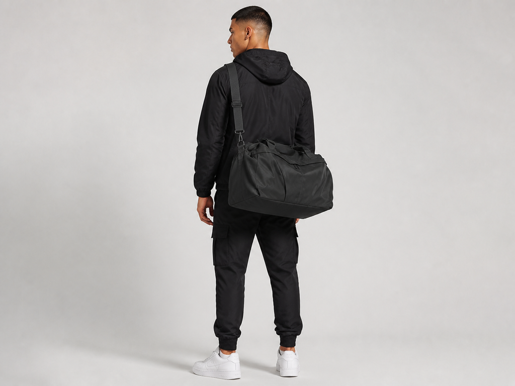 Aurelius Duffel Bag - worn crossbody, back view