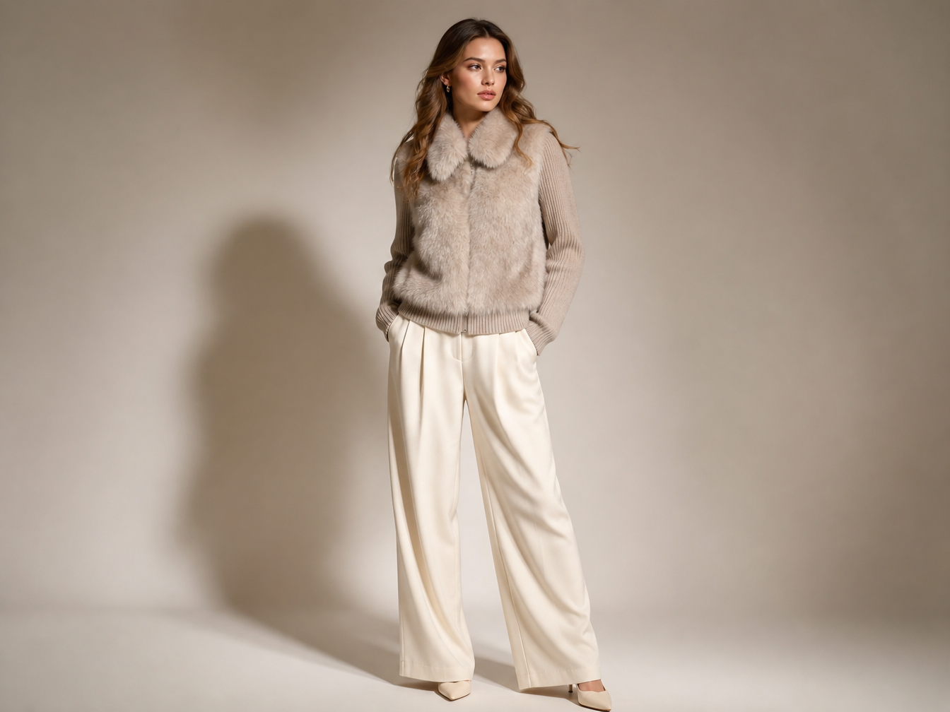Aria Faux Fur Coat - lifestyle, coat mode, full body