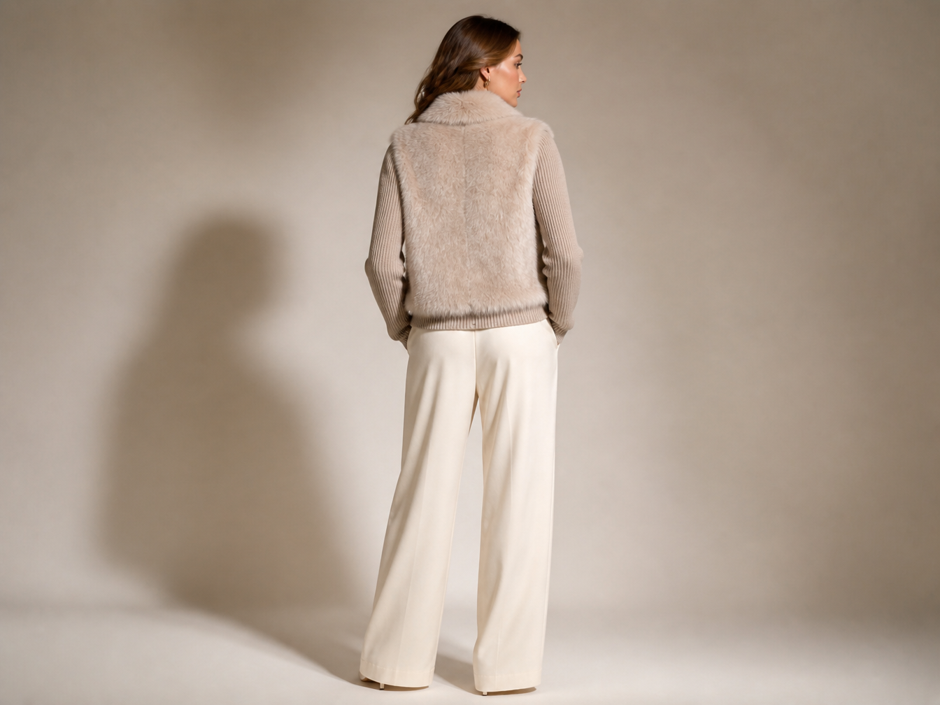 Aria Faux Fur Coat - lifestyle, back view