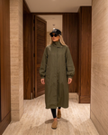 Hampstead Stand-Collar Trench Coat in Olive