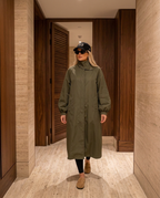 Hampstead Stand-Collar Trench Coat in Olive