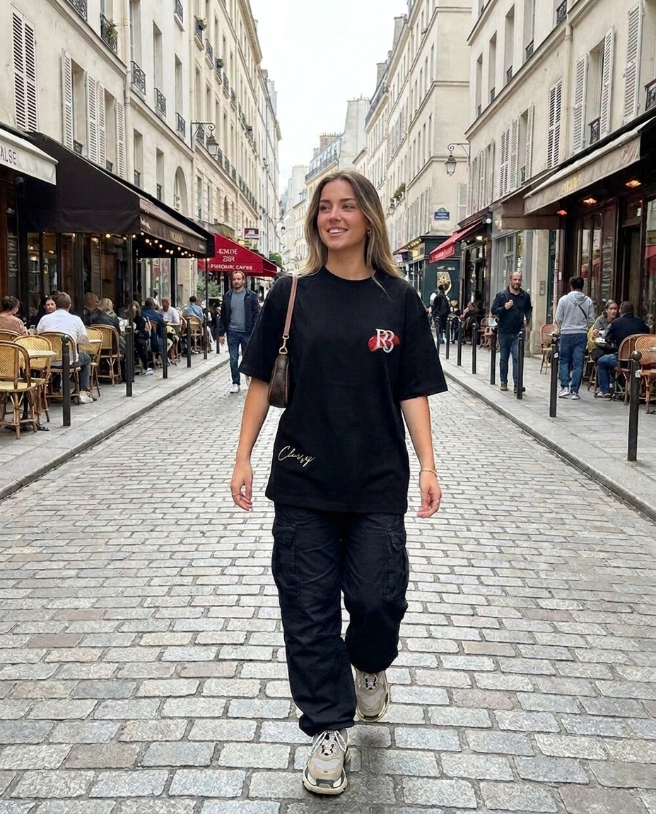 Classy in Paris Oversized T-Shirt worn on-body