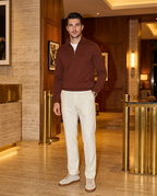 R3 Half-Zip Knit Wine Red worn