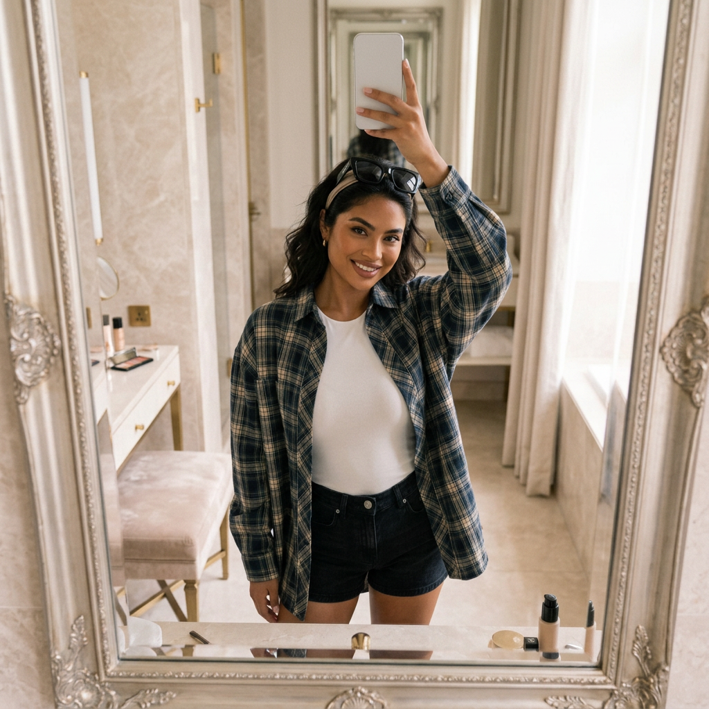 Paris City Blouse - Dark Gray - selfie dressing room