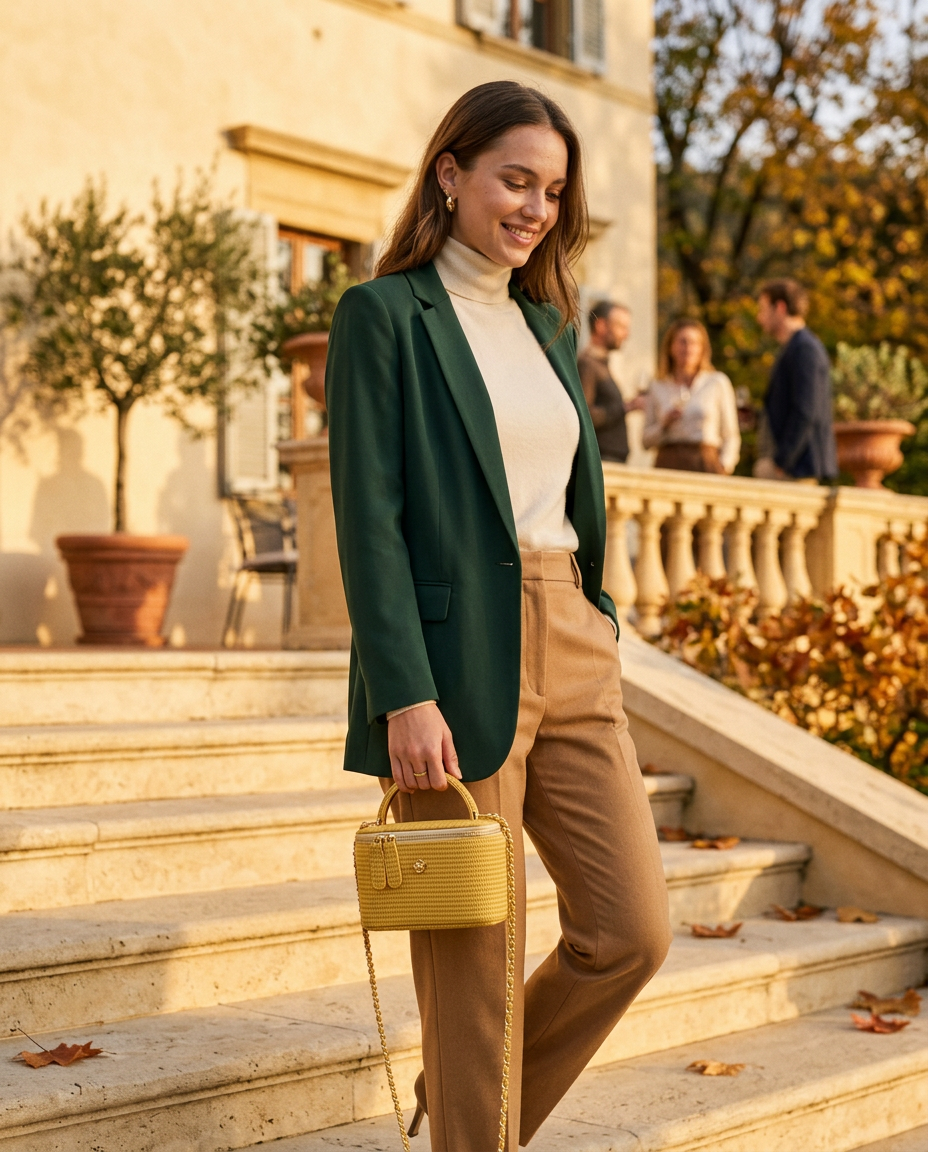 The Camille Woven Box Bag geel - premium lifestyle foto villatrap, natuurlijke huid