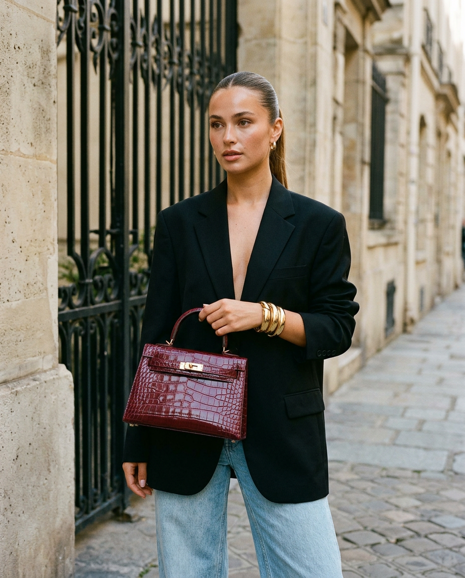 R3CEIVED Mademoiselle Paris handbag wine red - premium lifestyle foto smeedijzeren poort