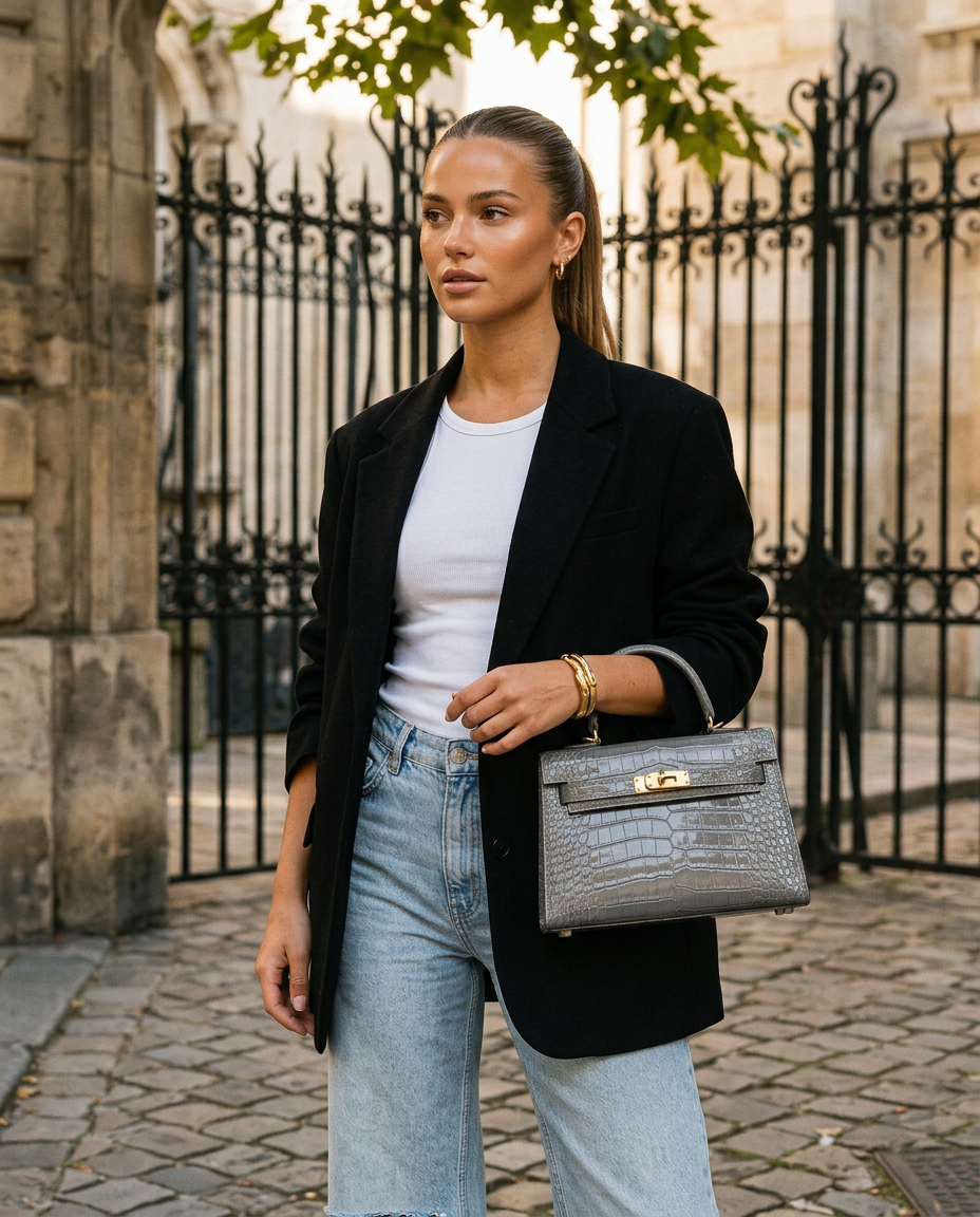 R3CEIVED Mademoiselle Paris handbag grey - premium lifestyle foto smeedijzeren poort