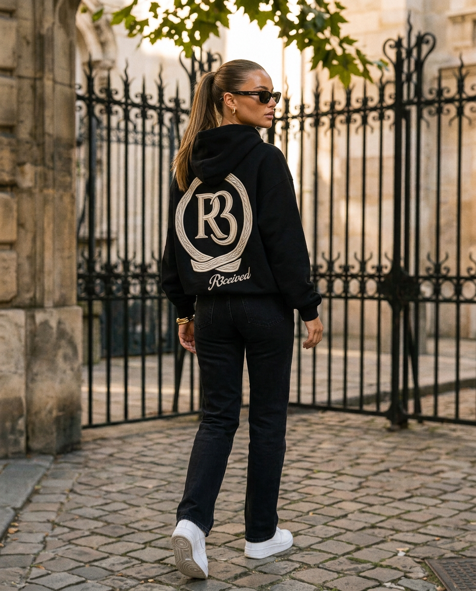 R3CEIVED Circle of Life Exclusive hoodie - Black - back design lifestyle