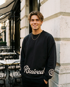 R3CEIVED Circle of Life long sleeve top Black - male lifestyle close up