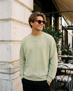 R3CEIVED Circle of Life long sleeve top Matcha Green - male lifestyle close up