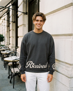 R3CEIVED Circle of Life long sleeve top Charcoal Grey - male lifestyle full body
