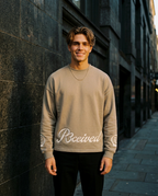 R3CEIVED Circle of Life long sleeve top Camel - male lifestyle full body