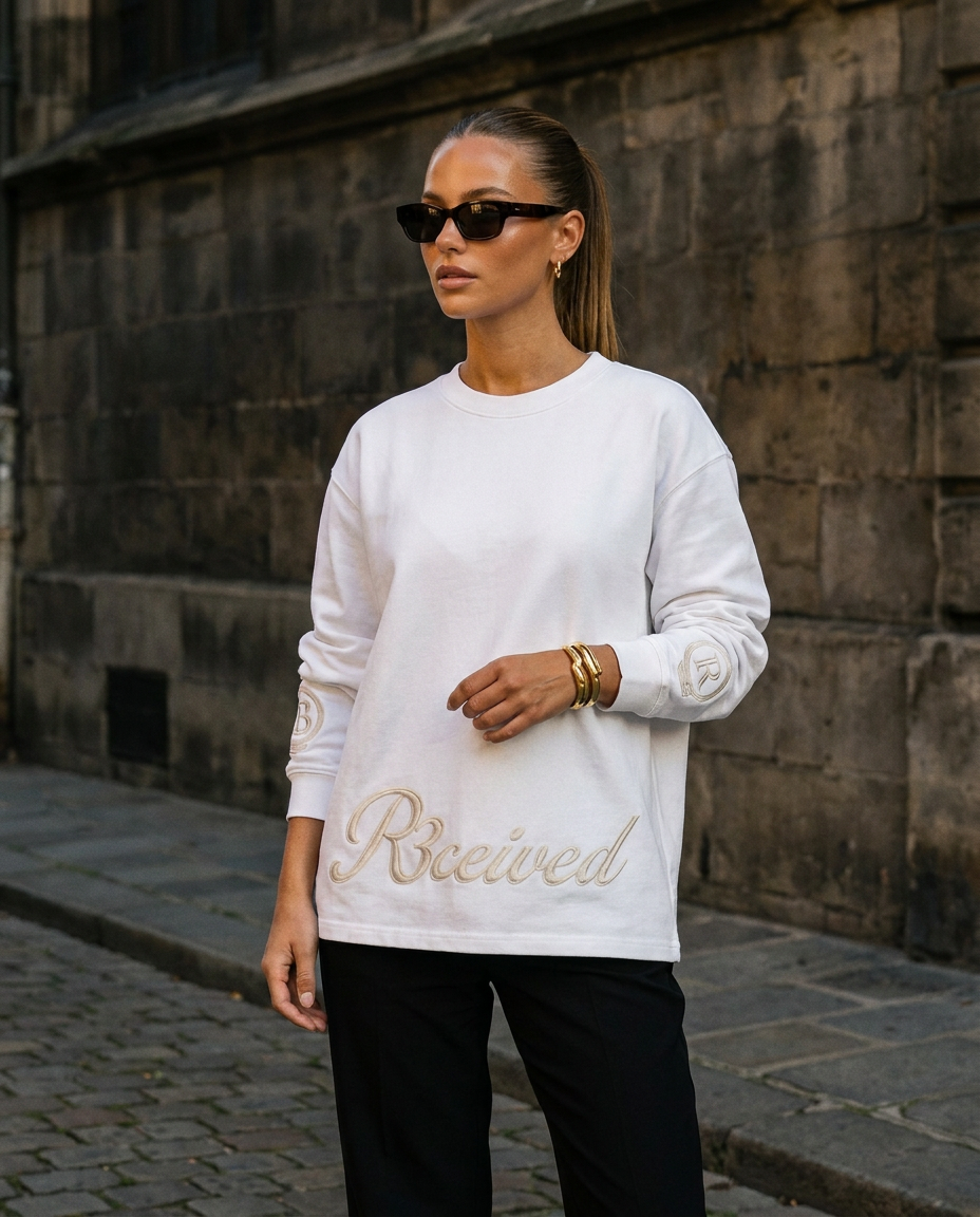 R3CEIVED Circle of Life long sleeve top White - female lifestyle full body