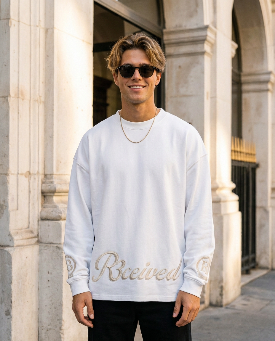 R3CEIVED Circle of Life long sleeve top White - male lifestyle full body sunglasses