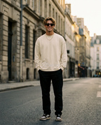 R3CEIVED Circle of Life long sleeve top Rice Apricot - male lifestyle full body sunglasses