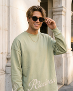 R3CEIVED Circle of Life long sleeve top Matcha Green - male lifestyle close up sunglasses