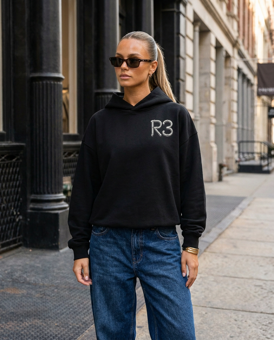 Isaiah 60:22 Hoodie Black - female lifestyle front