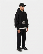 Full-body look with the black Hustler Mid R3 hoodie by R3CEIVED