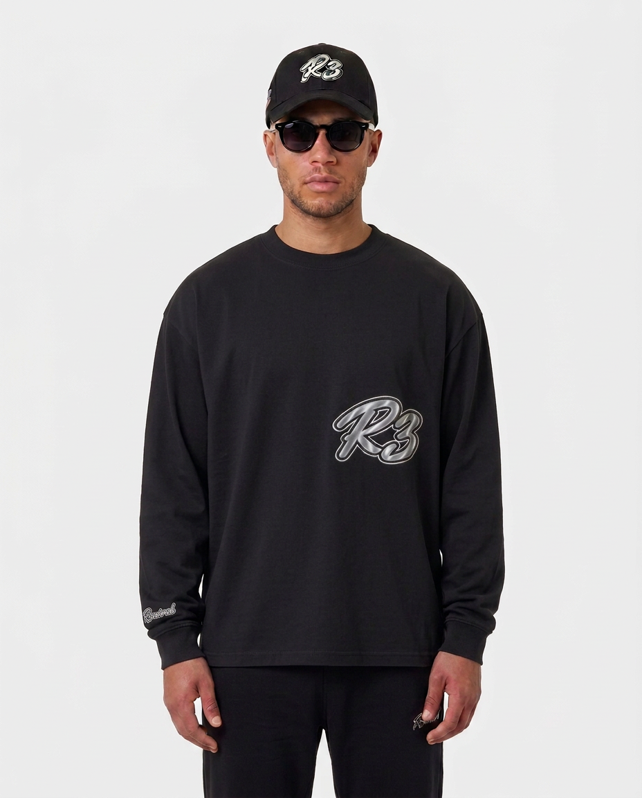 The Hustlers Long Sleeve Shirt black - model front view