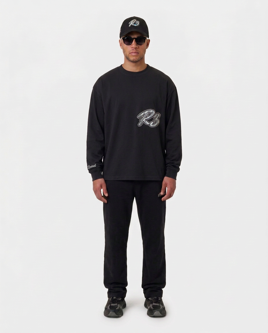 The Hustlers Long Sleeve Shirt black - full body front