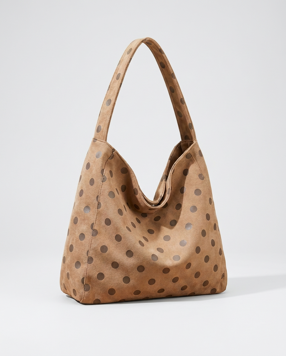 Polkadot Bag in Camel – polka dot shoulder bag