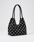 Polkadot Knit Bag in Black – knitted polka dot handbag
