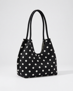 Polkadot Knit Bag in Black – knitted polka dot handbag