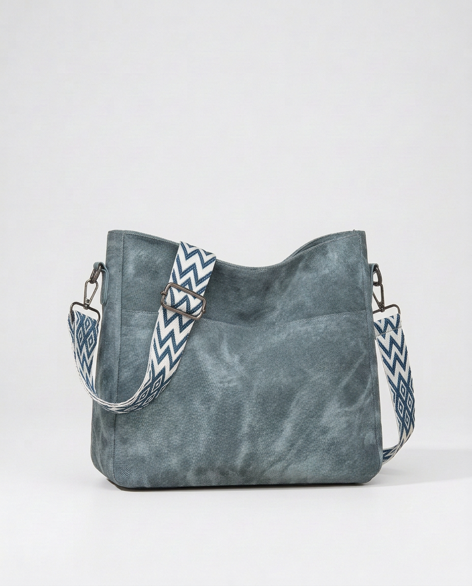 La Bohème Bag in Denim Blue – vintage crossbody shoulder bag