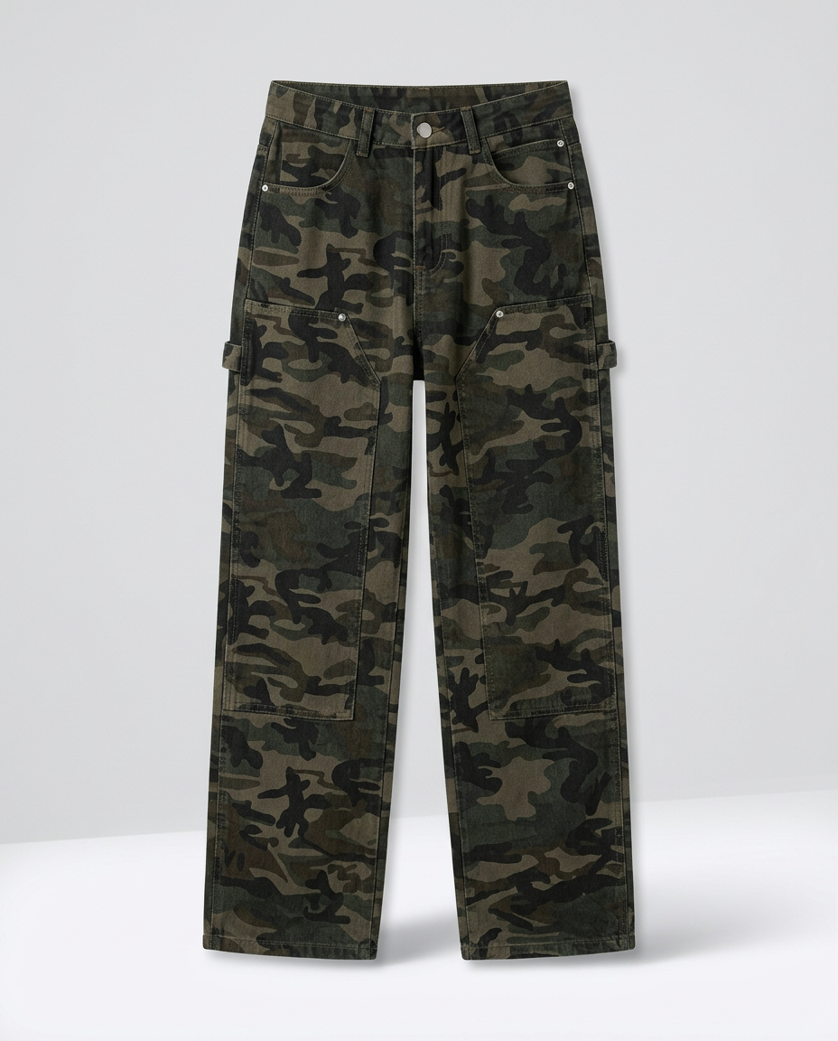 Camo Wide-Leg Jeans - flat lay