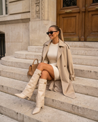 Monaco Boots in Beige - styled on Paris steps