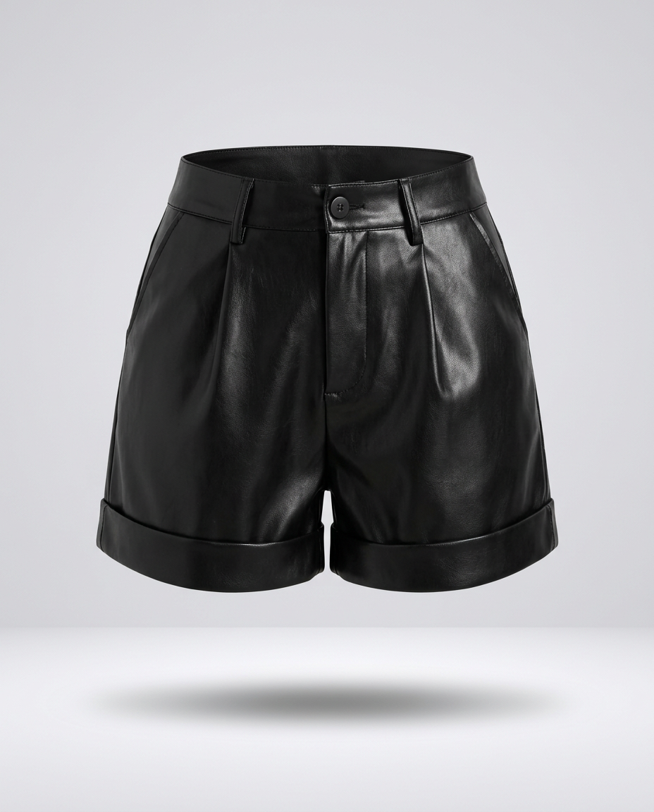 Monaco Leather Shorts in Black
