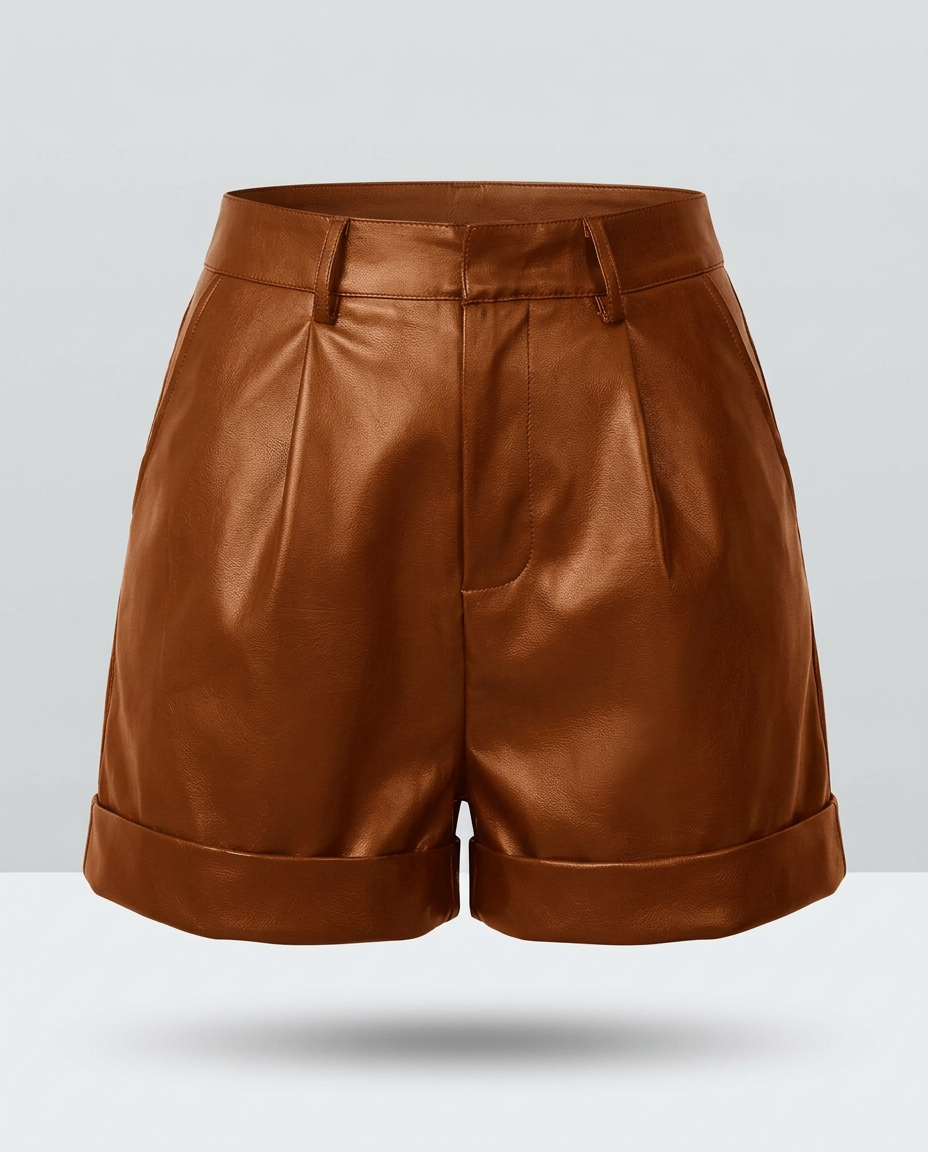 Monaco Leather Shorts in Cognac