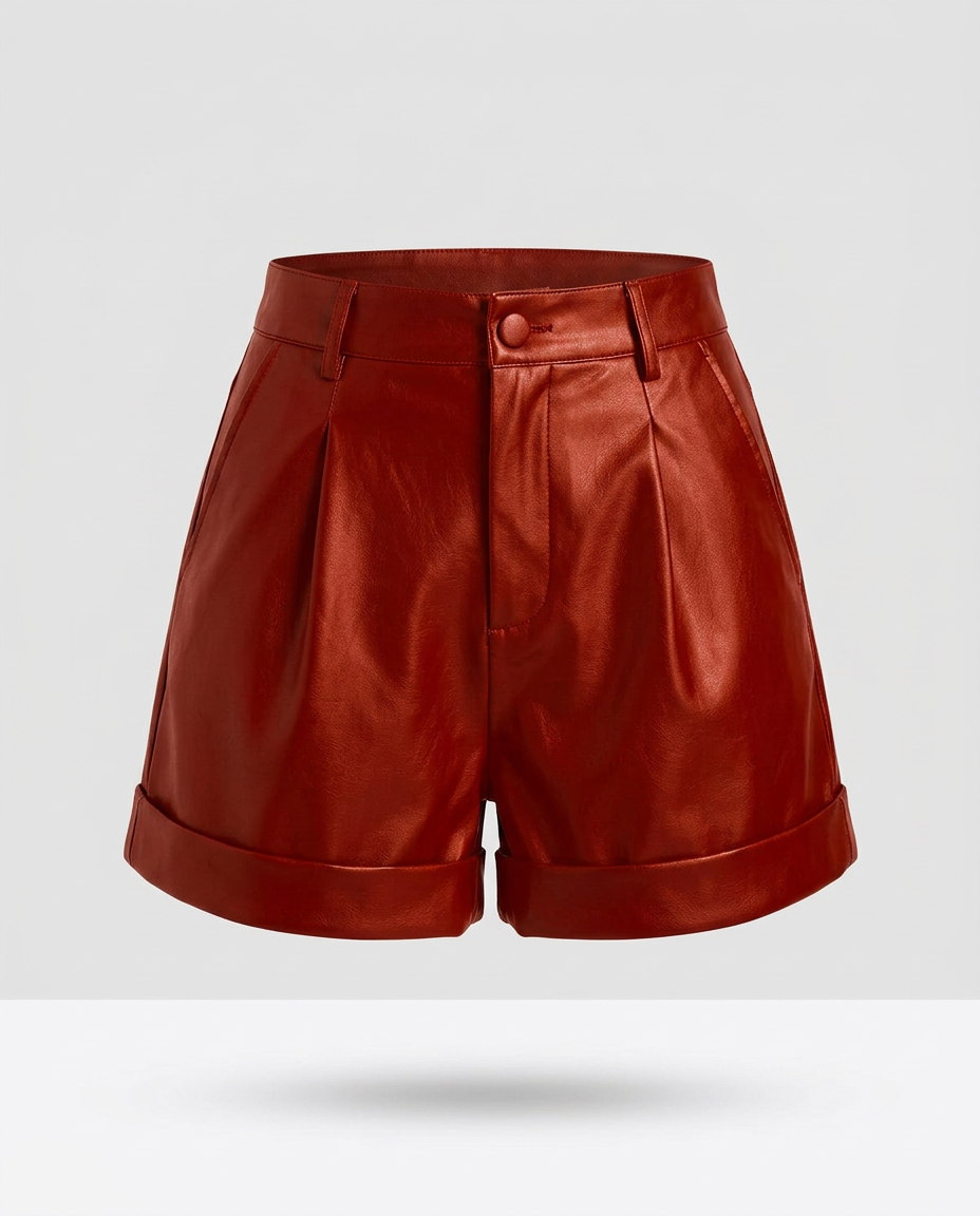 Monaco Leather Shorts in Red