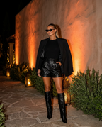 Monaco Leather Shorts in Black - evening look