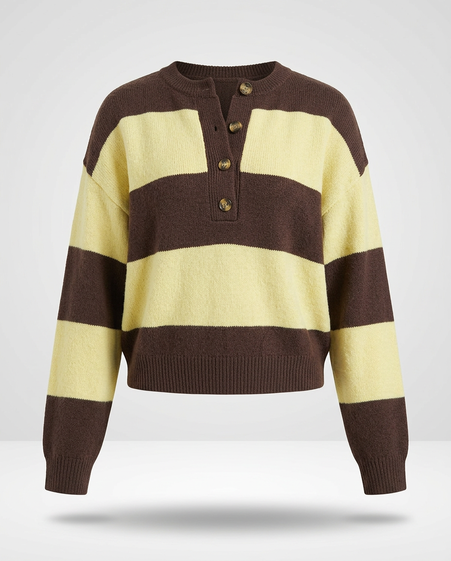 Capri Stripe Sweater in Brown & Butter