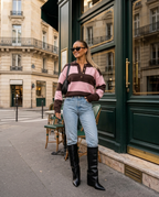Capri Stripe Sweater in Pink - Paris café look